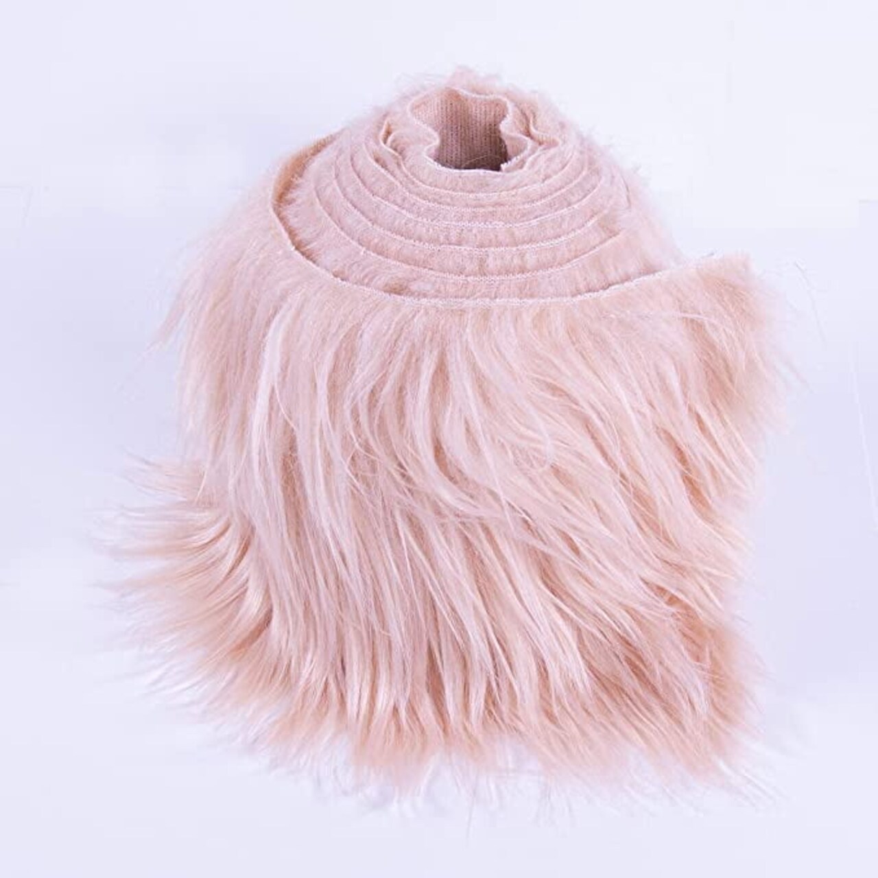 FabricLA Faux Fur Fabric | Precut Fake Fur Trim Rolls | 2” x 60” inch Wide Ribbon | Peach